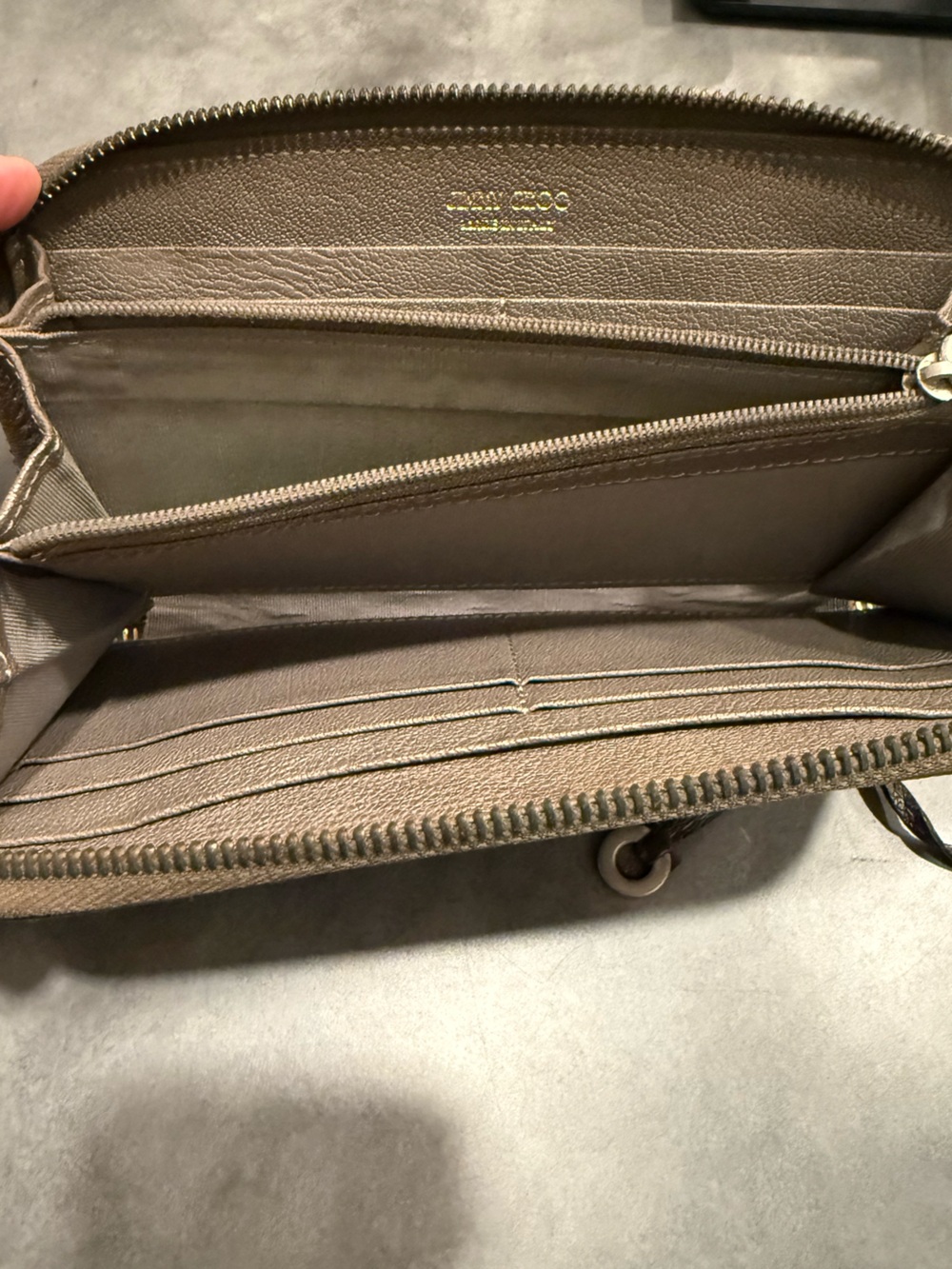 Jimmy Choo Bronze Star-Embellished Zip Wallet with Choo Charm Zipper Pull - Picture 3 of 10